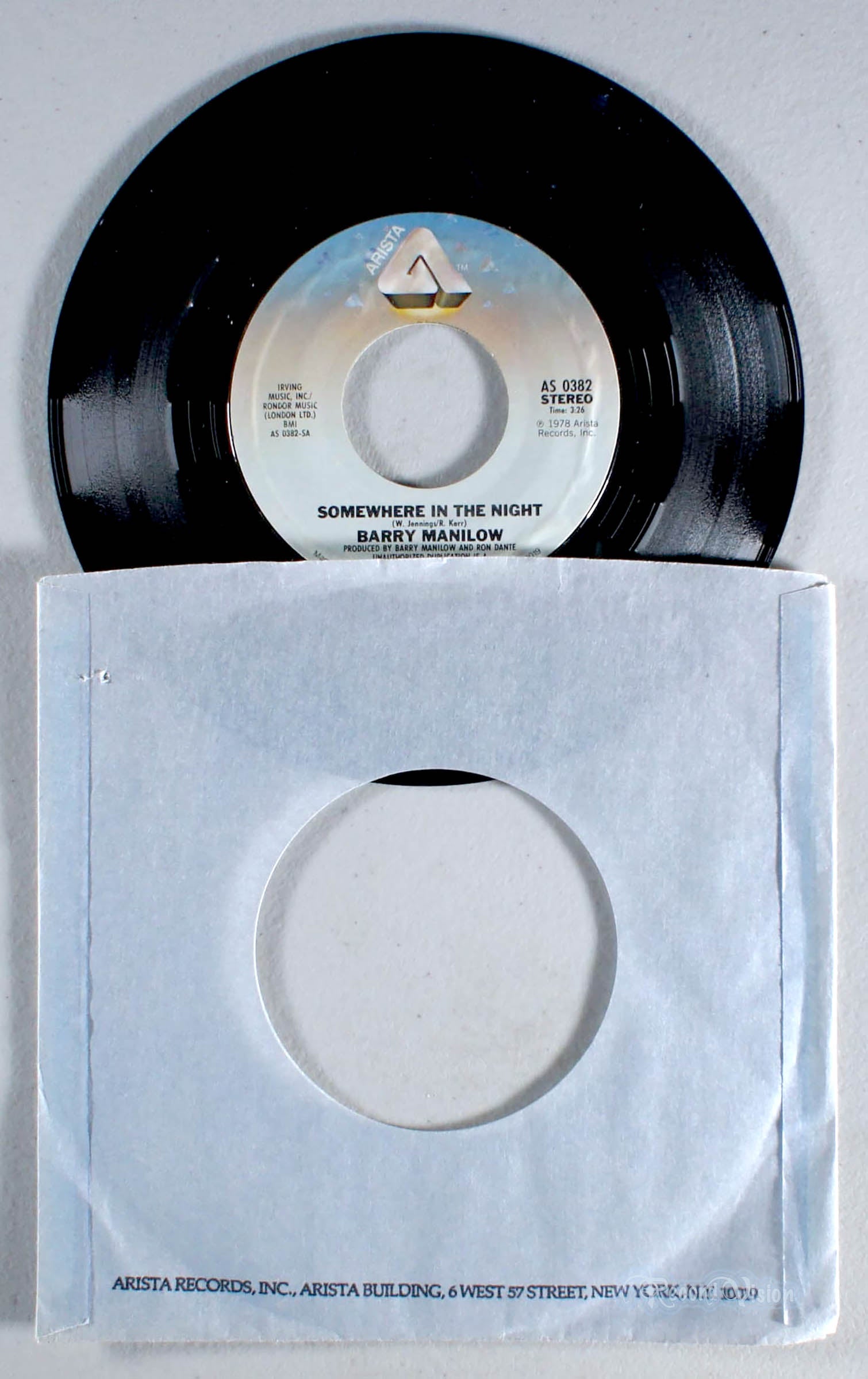 Barry Manilow - Somewhere in the Night (7" Single) (front cover) Vinyl
