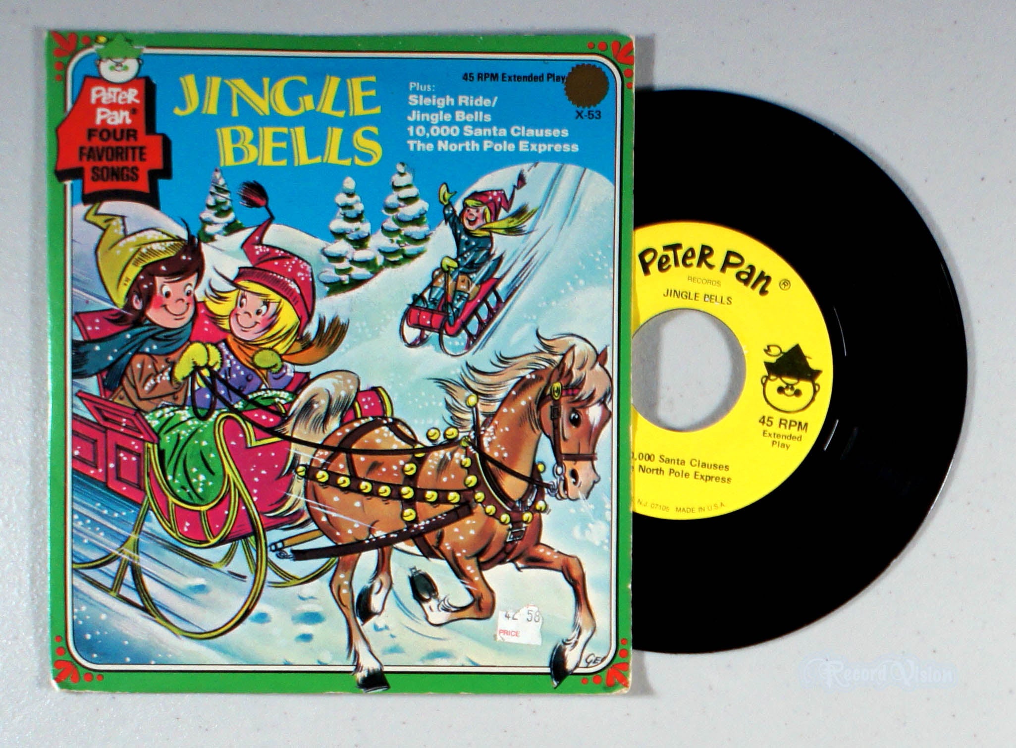 Peter Pan Records - Jingle Bells (7" Green) (front cover) Vinyl