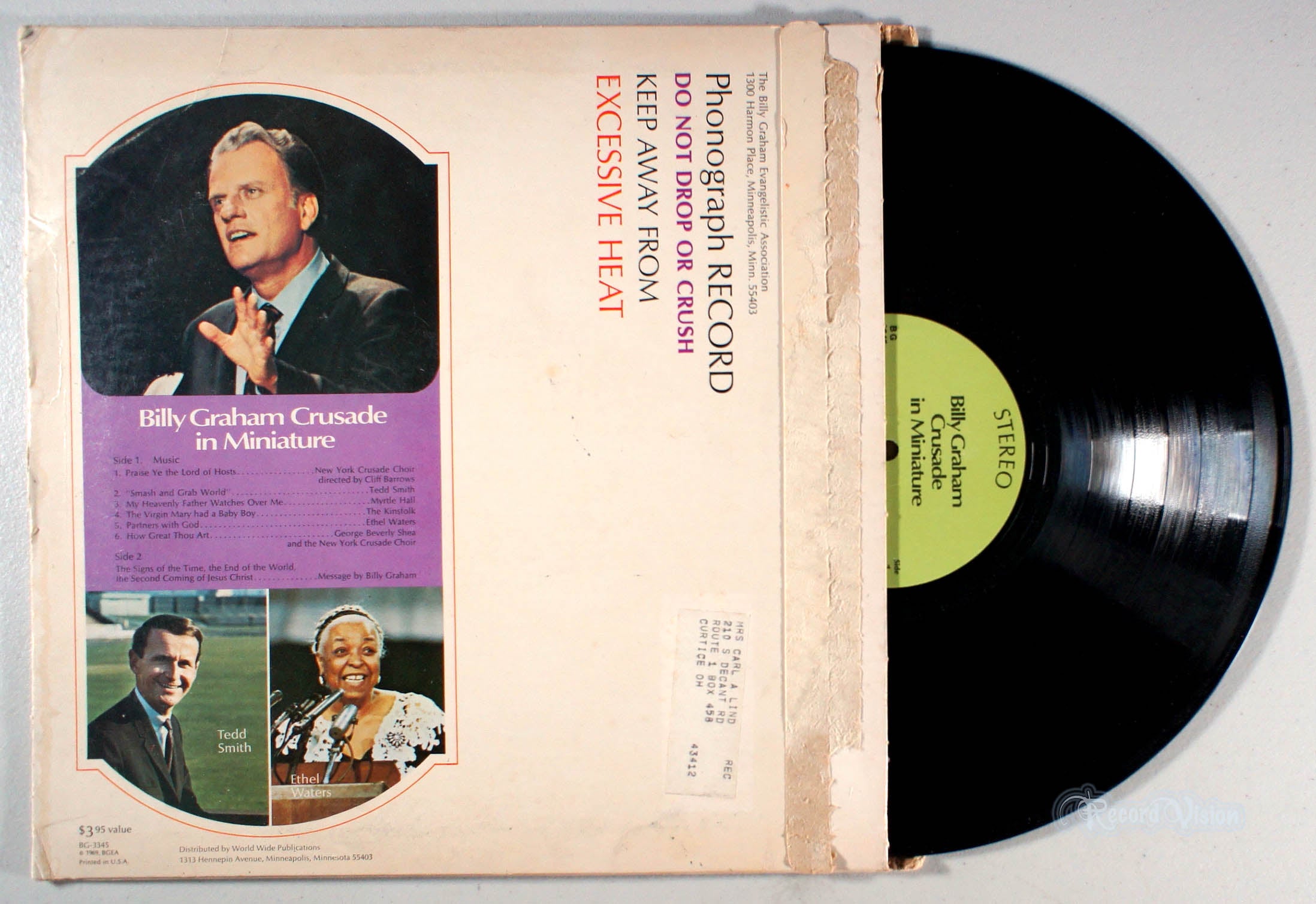 Billy Graham Crusade in Miniature (front cover) Vinyl