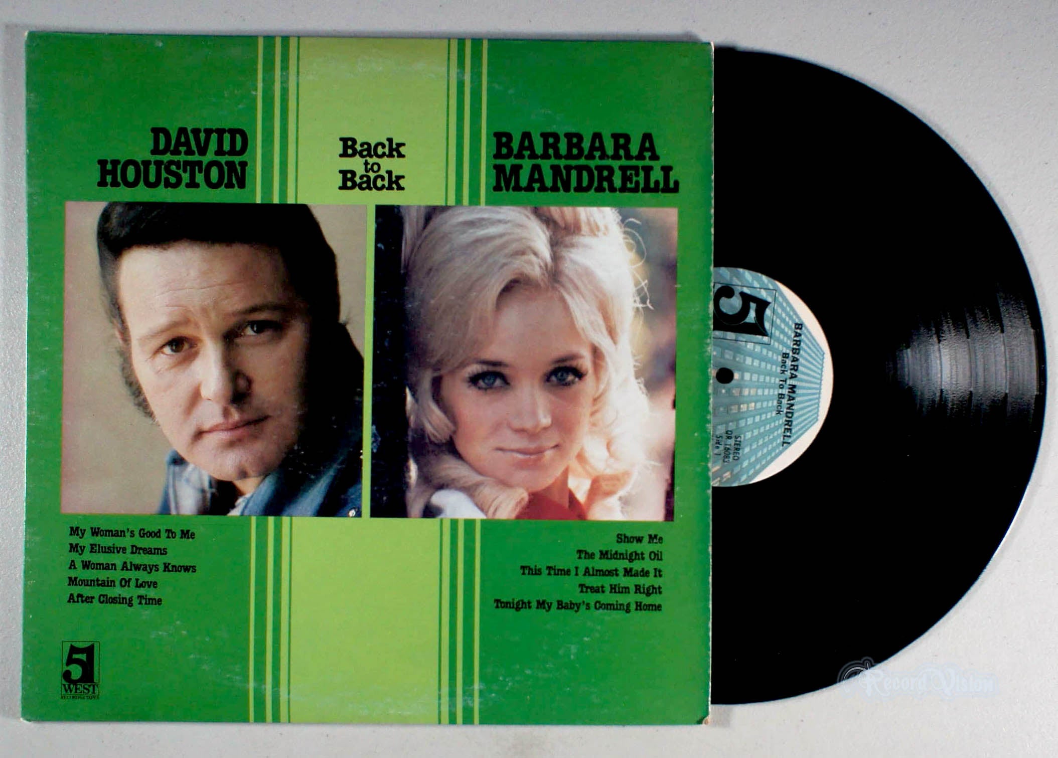 David Houston and Barbara Mandrell - Back to Back (front cover) Vinyl