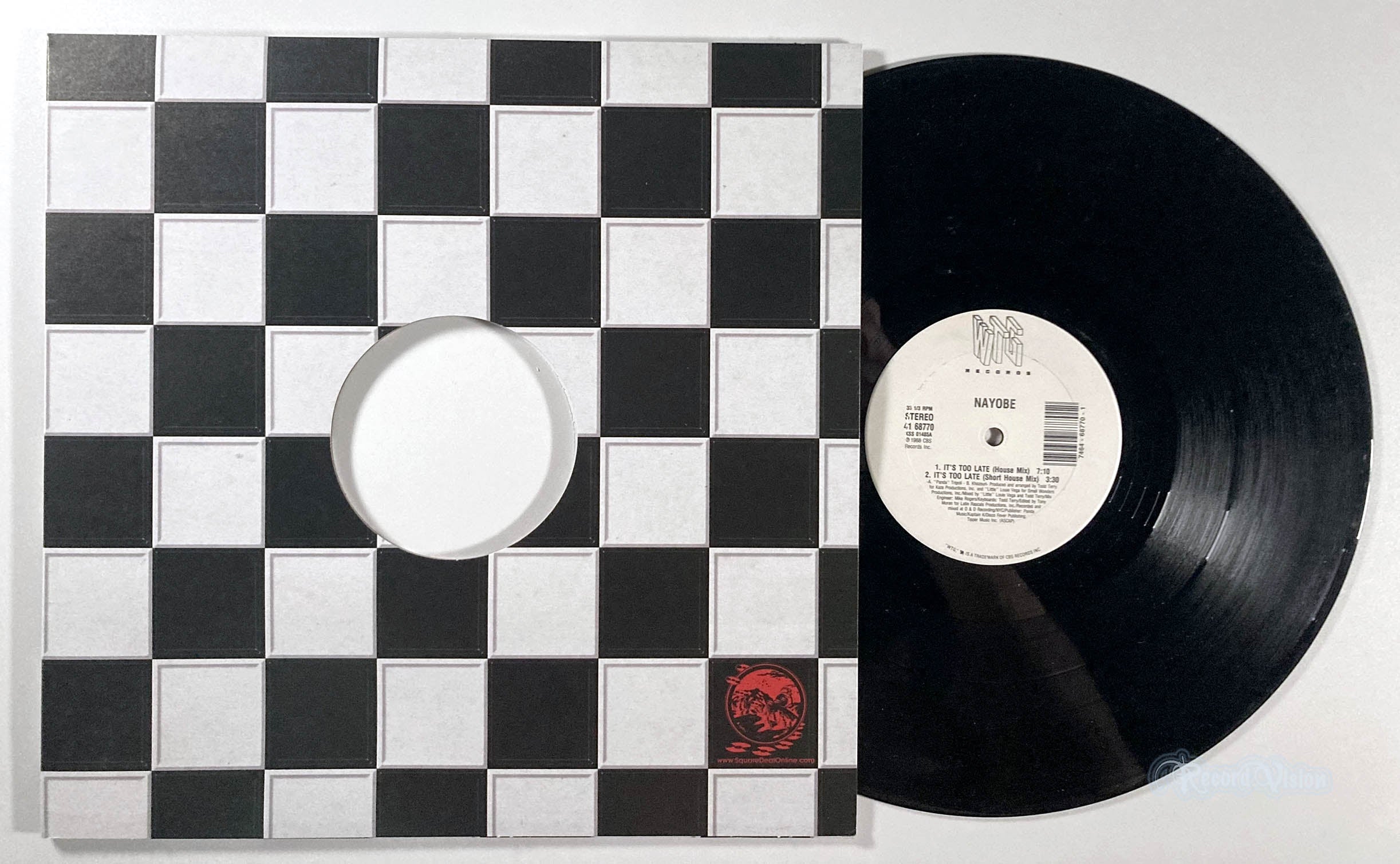 Nayobe - It's Too Late (front cover) Vinyl