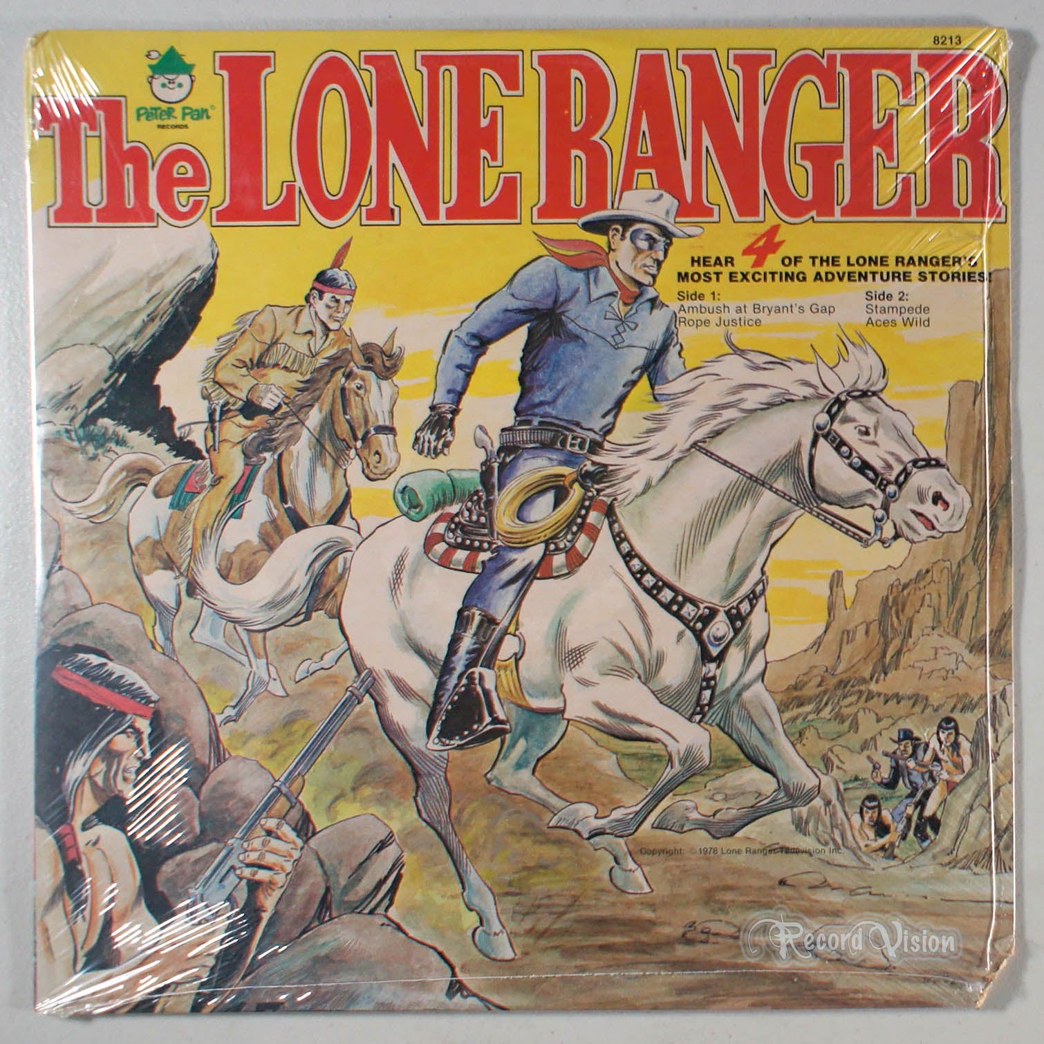 Peter Pan Records - The Lone Ranger: Most Exciting Adventure Stories (front cover) Vinyl