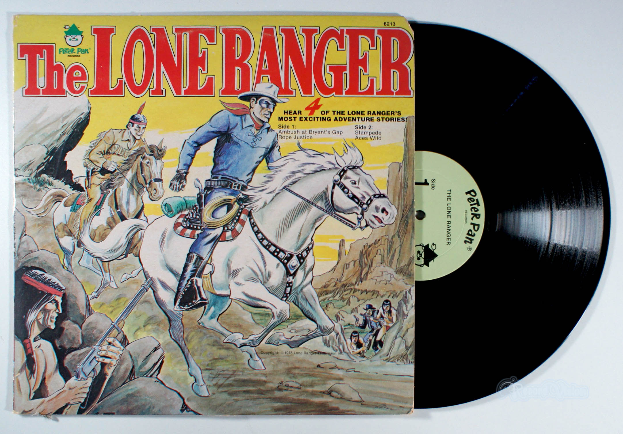 Peter Pan Records - The Lone Ranger: Most Exciting Adventure Stories (front cover) Vinyl