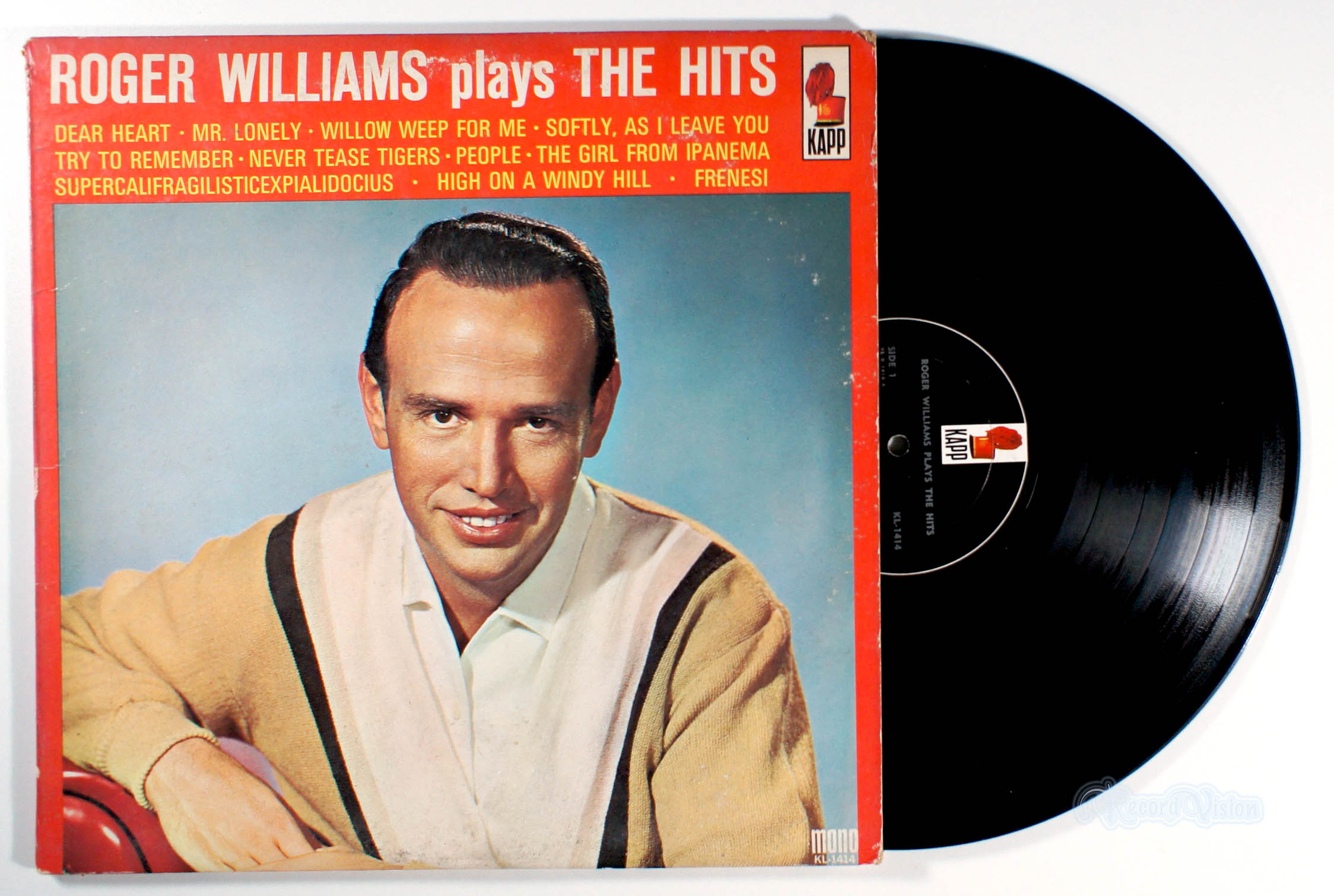 Roger Williams - Plays the Hits (front cover) Vinyl